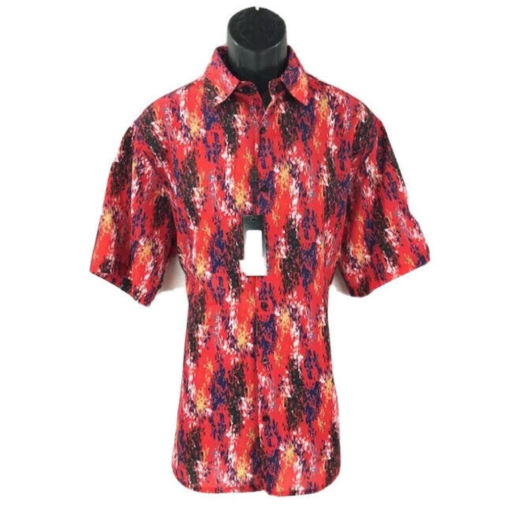 Bassiri Men's Casual Button-Front Shirt Red Blue White Khaki Black Sizes L - 3XL